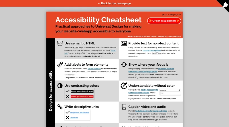 Accessibility cheat sheet