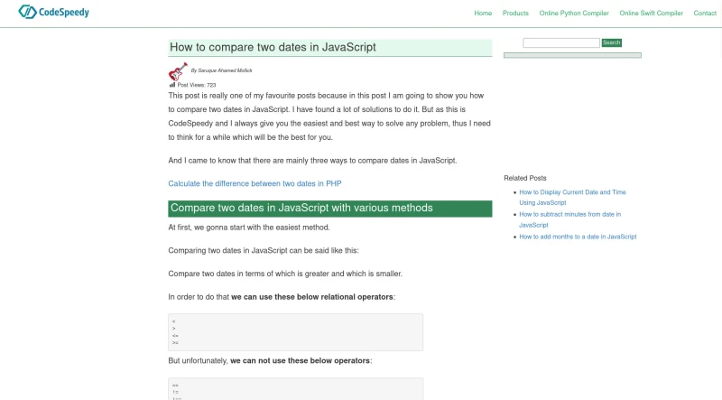 Compare dates in JS