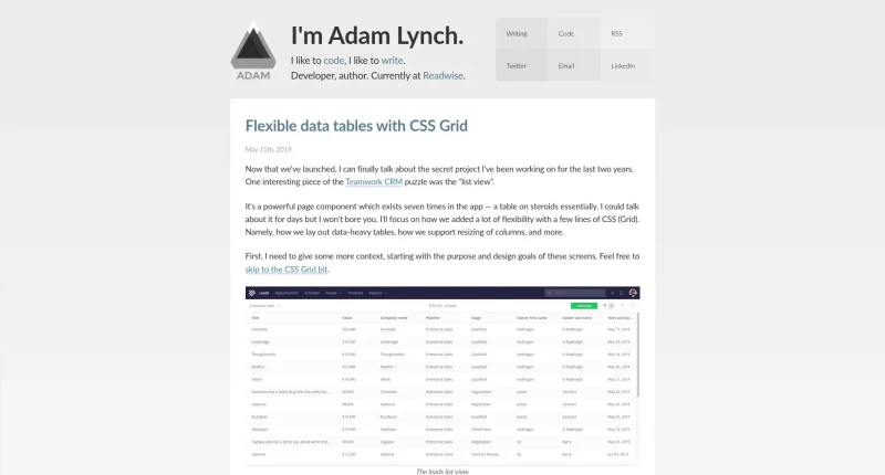 Flexible data tables with CSS Grid