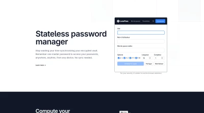 Lesspass, stateless password manager