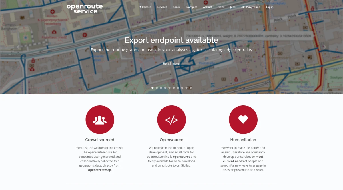 Openroute service, an open source alternative to Google map API