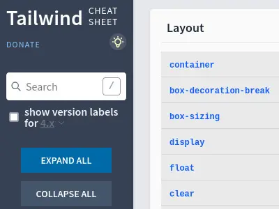 Tailwind CSS cheat-sheet