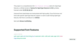 The Complete CSS Demo for OpenType Features