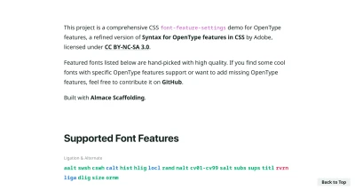 The Complete CSS Demo for OpenType Features