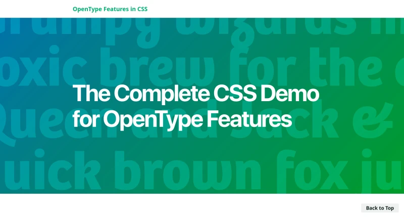 The Complete CSS Demo for OpenType Features