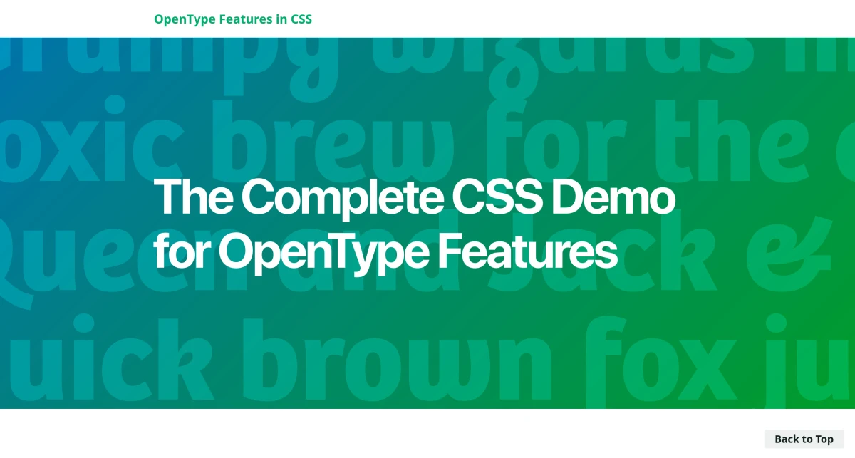 The Complete CSS Demo for OpenType Features