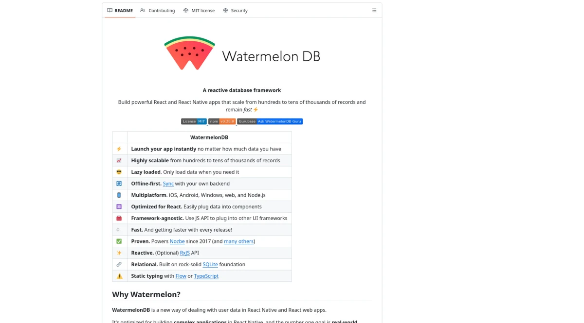 WatermelonDB, next-generation React database
